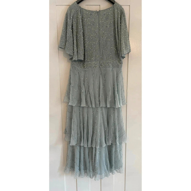 Quiz Blue Tiered Midaxi Dress Size 16 RRP £130