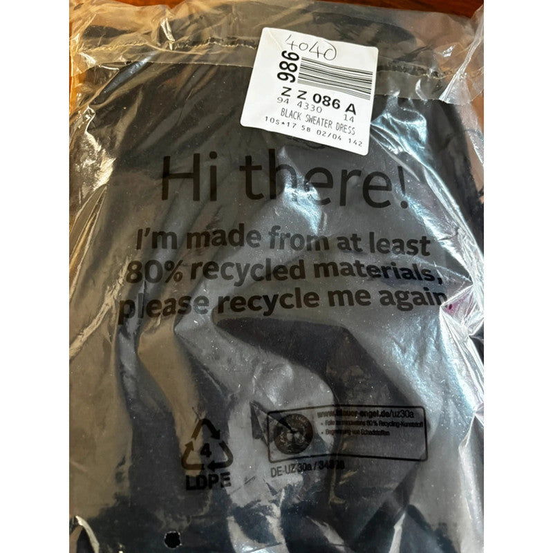 Rainbow Black Slogan Sweater Dress Size 12-14 RRP £28