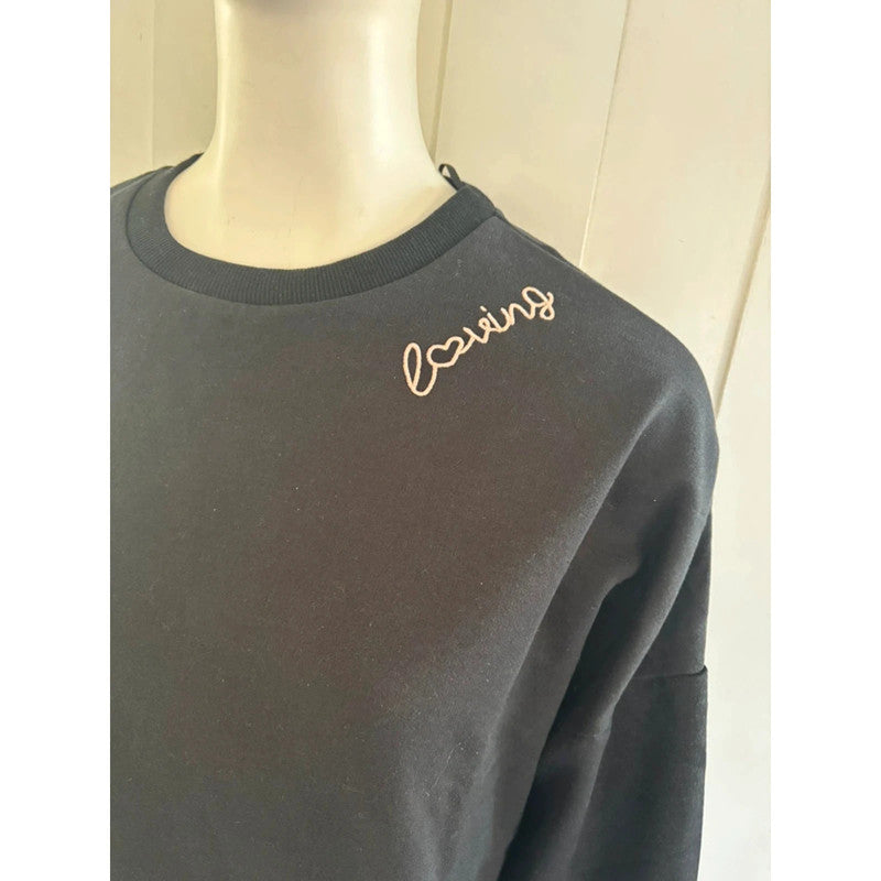 Rainbow Black Slogan Sweater Dress Size 12-14 RRP £28
