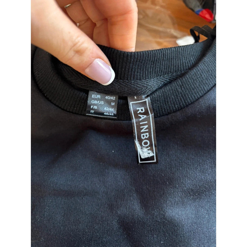 Rainbow Black Slogan Sweater Dress Size 12-14 RRP £28