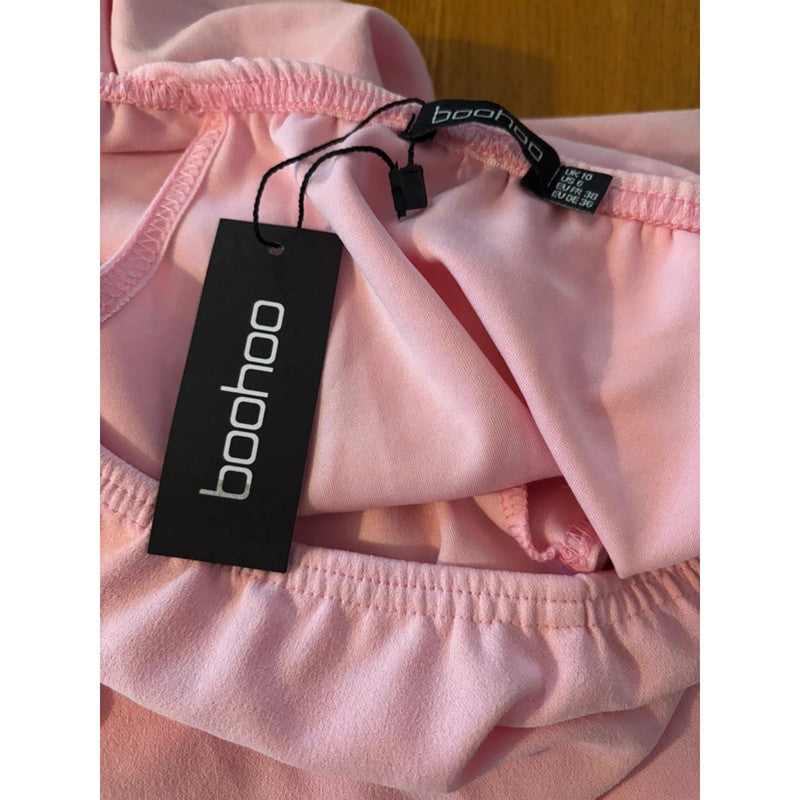 Brand New Pink Midi Dress By Boohoo Size 10
