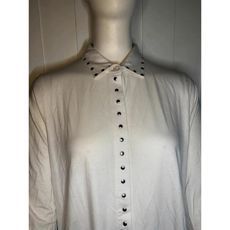 White Studded Blouse By Bonprix Size M RRP £30