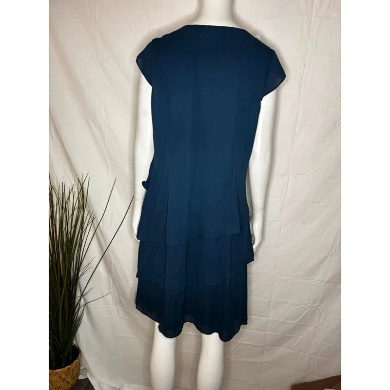 New Dark Blue Chiffon Dress Bonprix Size 14 RRP £35