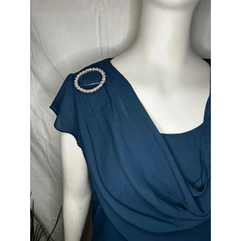 New Dark Blue Chiffon Dress Bonprix Size 14 RRP £35