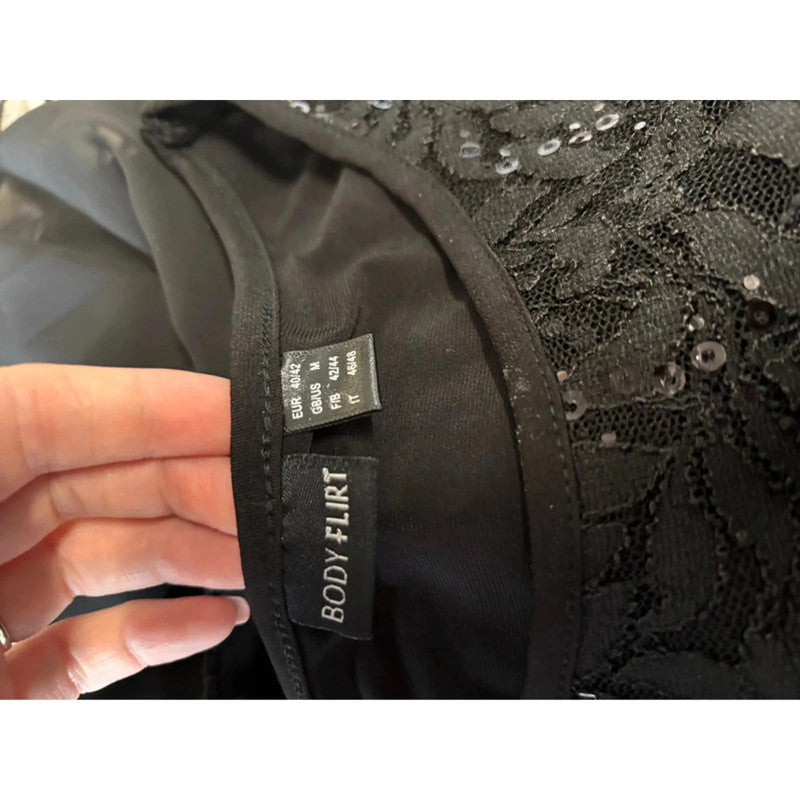 Black Bodyflirt Mid Length Dress Size M RRP £38 Item 5695