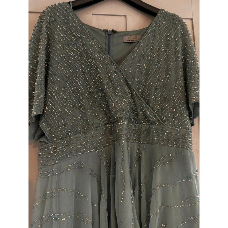 Quiz Blue Tiered Midaxi Dress Size 16 RRP £130