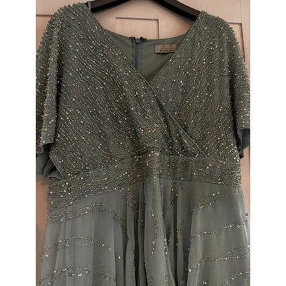 Quiz Blue Tiered Midaxi Dress Size 16 RRP £130