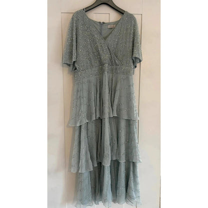 Quiz Blue Tiered Midaxi Dress Size 16 RRP £130