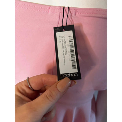Brand New Pink Midi Dress By Boohoo Size 10