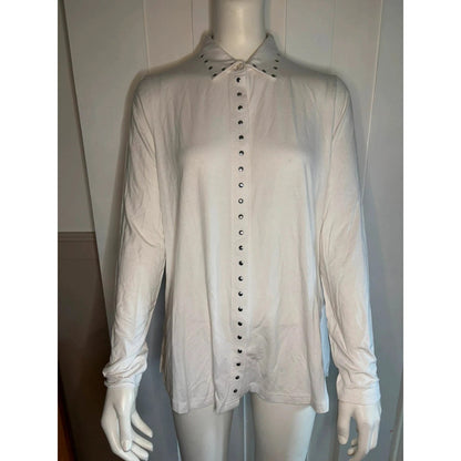 White Studded Blouse By Bonprix Size M RRP £30